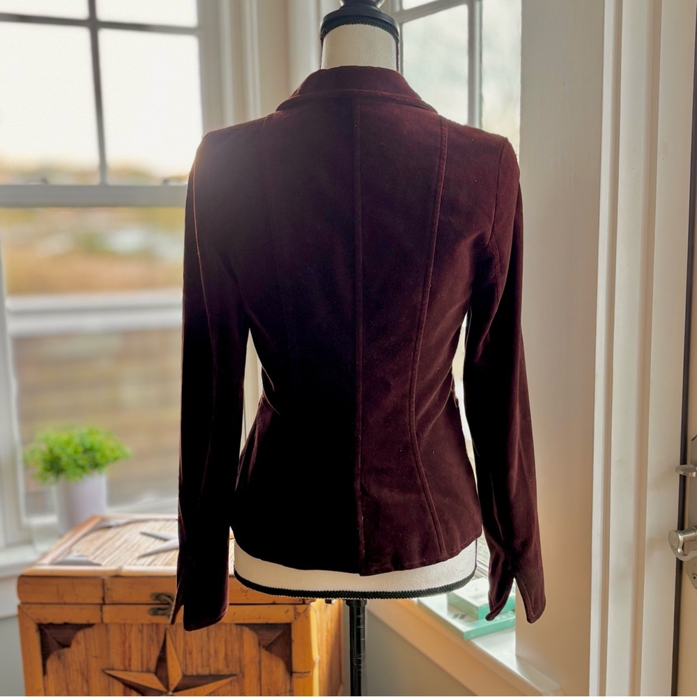 Vintage Y2K Made In Spain Velvet Fitted One Button Blazer By Jean Basic - Picture 8 of 16